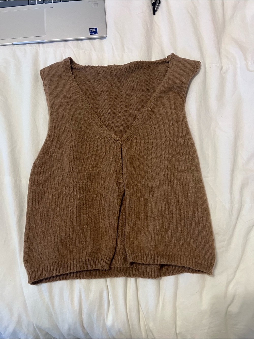 SHEIN Brown V-Neck Knit Tank Top
